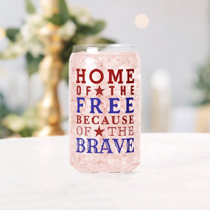 Verre Canette Rouge Blanc Bleu Quatre Juillet