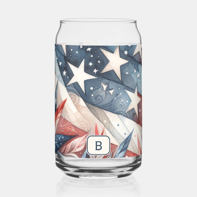 Verre Canette Rouge blanc et bleu (Recto)