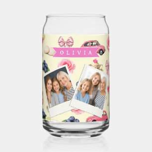 Verre Canette Ruban de cocktail rose coquette personnalisé adora