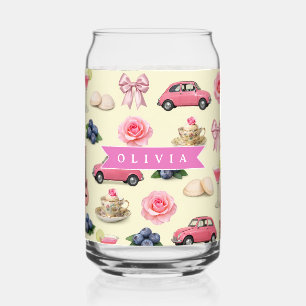 Verre Canette Ruban de cocktail rose coquette personnalisé adora