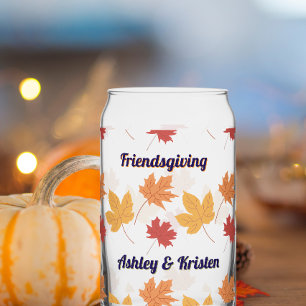 Verre Canette Rustic Fall Friendsgiving Noms personnalisés Peut