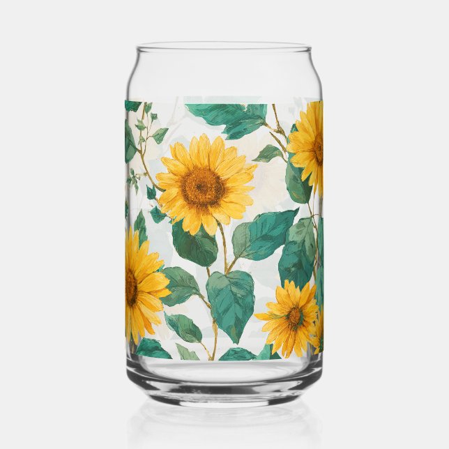 Verre Canette Rustic Sunflower Watercolor Floral Farmhouse Drink (Recto)