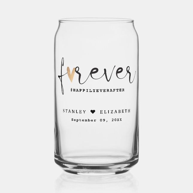 Verre Canette Rustique Botanique Vert & Or Mariage Foliage (Recto)