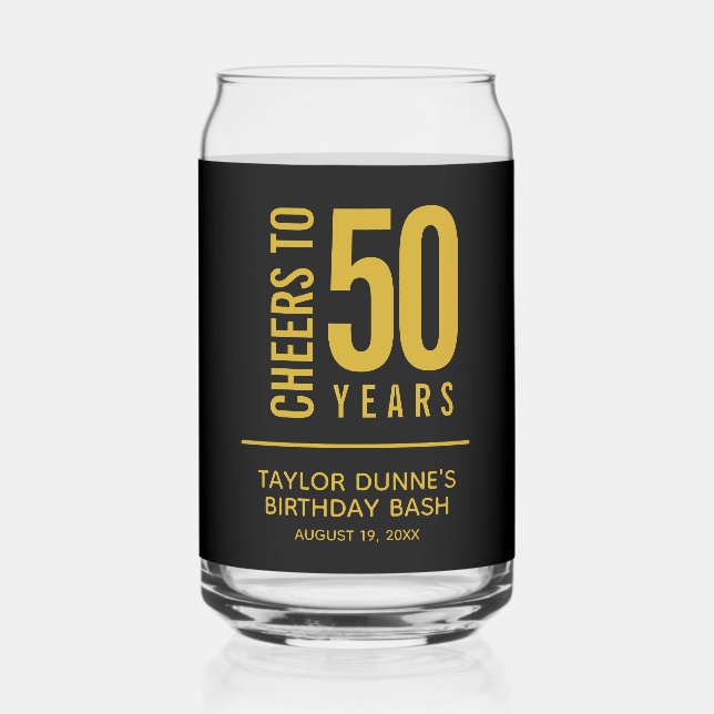 Verre Canette Salutations à 50 ans Anniversaire (Recto)