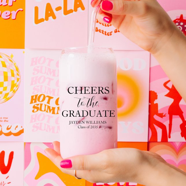 Verre Canette Salutations Au Diplômé Personnalisé 2025 Graduatio (Cheers To The Graduate Custom 2025 Graduation Can Glass
)