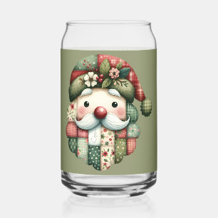 Verre Canette Santa folklorique patchwork fantaisiste de Noël