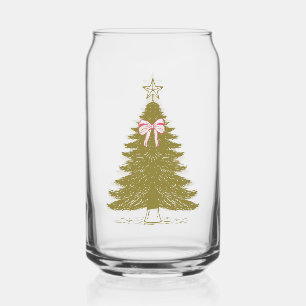 Verre Canette Sapin de Noël de Faye et Lauren avec ruban rose