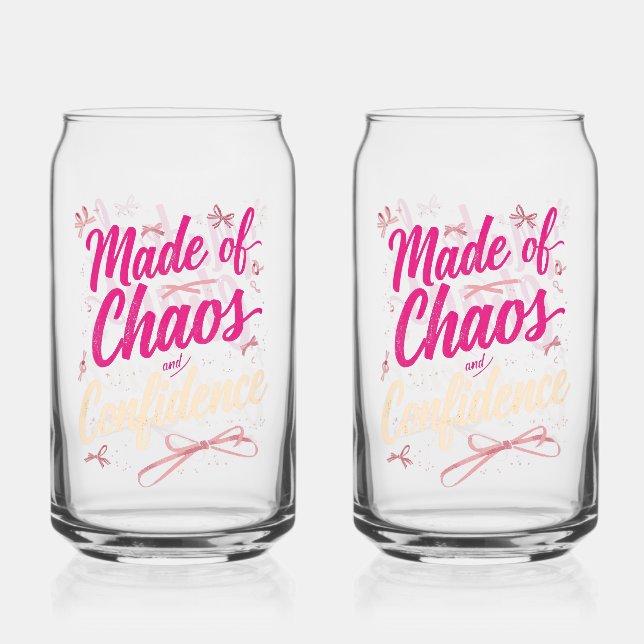 Verre Canette Sassy Pink Typography Chaos And Confidence (Recto)