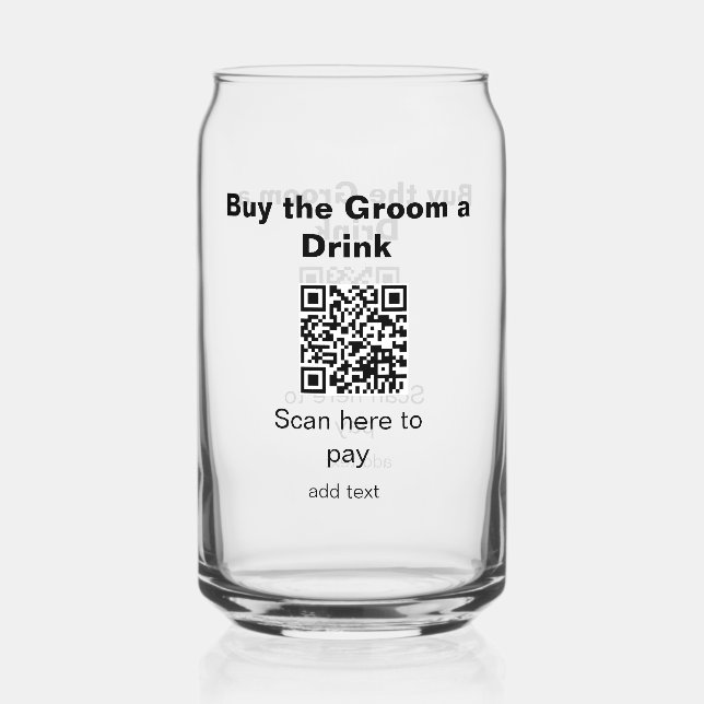 Verre Canette scannez le QR code pour payer une boisson au marié (Recto)