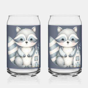 Verre Canette Scène de cabane en bois nocturne de raton laveur f