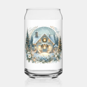 Verre Canette Scène de Cabane enneigée lumineuse