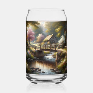 Verre Canette Scène de cottage printanier Cottagecore