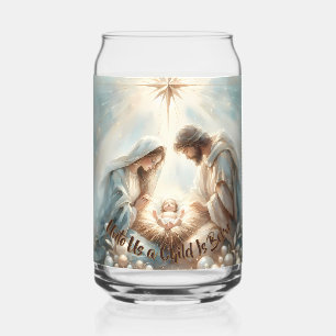 Verre Canette Scène de la Nativité de la Sainte Famille radieuse