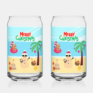 Verre Canette Scène de Noël de plage