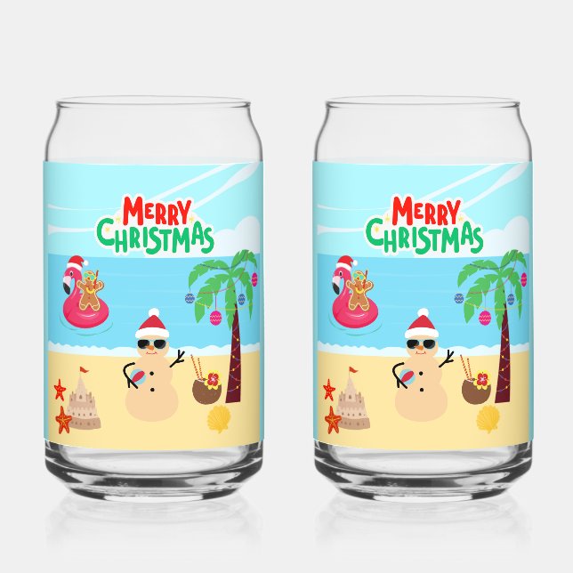 Verre Canette Scène de Noël de plage (Recto)