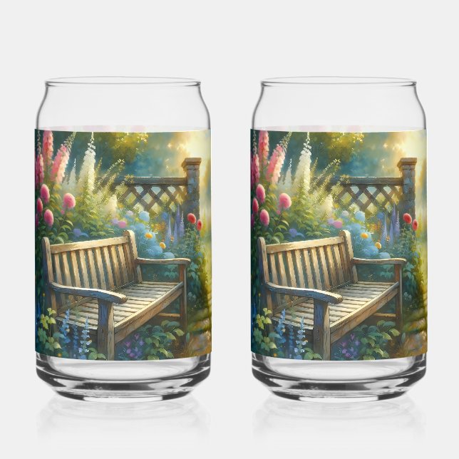 Verre Canette Scène de porte de jardin ensoleillé (Recto)