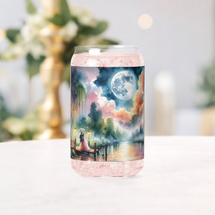 Verre Canette Scène nocturne romantique à l'aquarelle sous le cl
