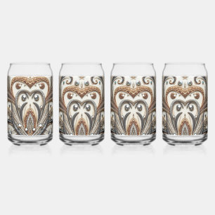 Verre Canette Schéma floral brillant avec pierre de gemme