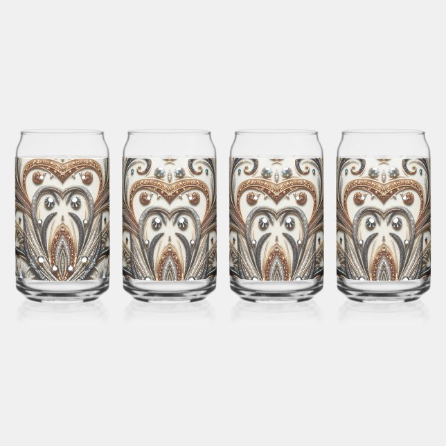 Verre Canette Schéma floral brillant avec pierre de gemme (Gauche)