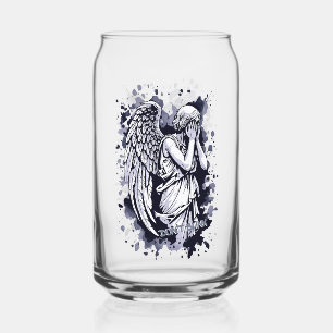 Verre Canette Sculpture d'un ange larmant - avec des éclaboussur