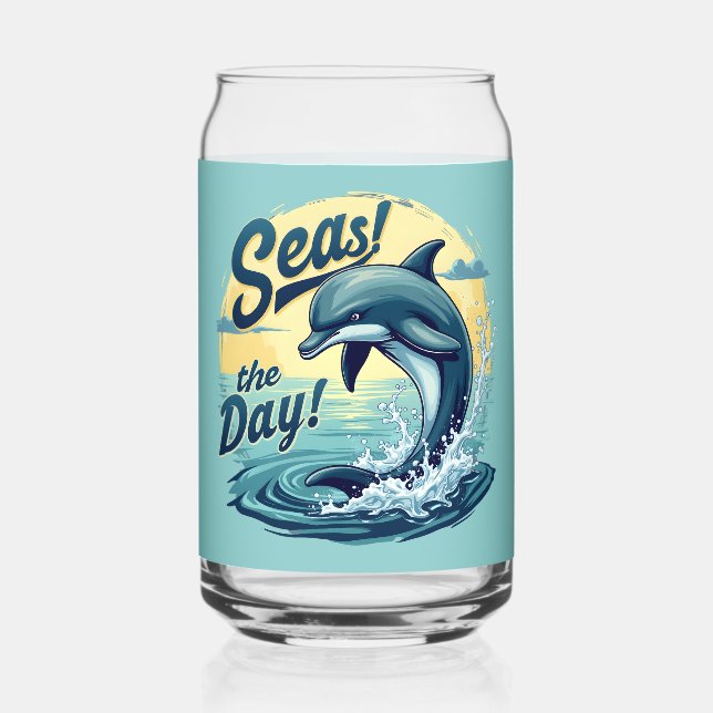 Verre Canette Seas Day Retro Dolphin Océan esthétique (Verso)
