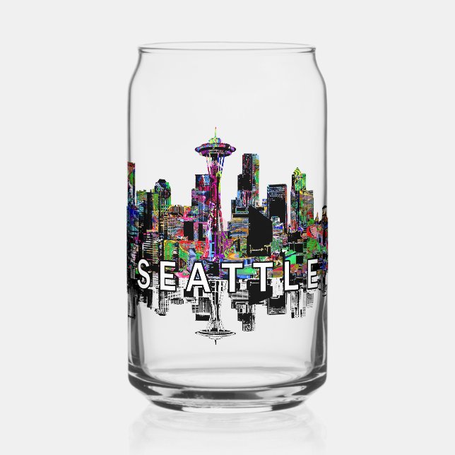Verre Canette Seattle en graffiti avec monogramme (Recto)