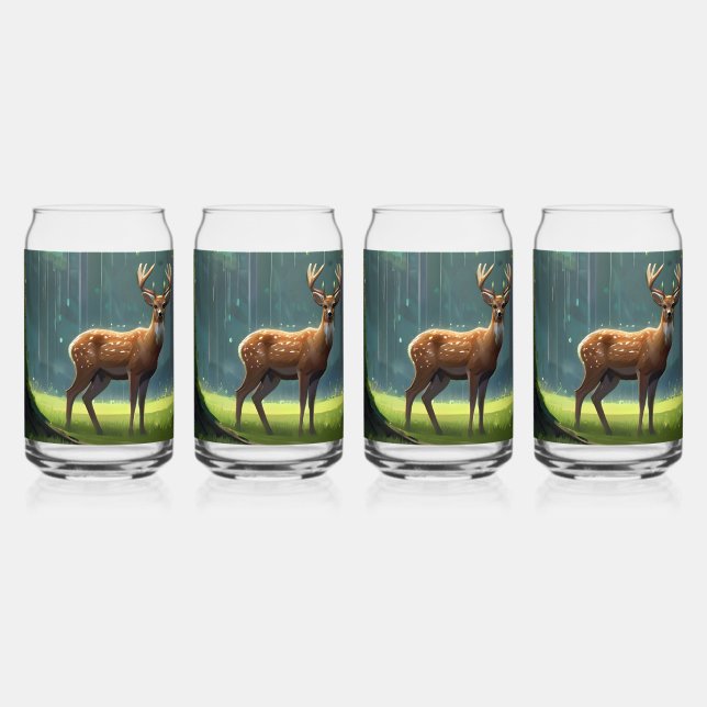 Verre Canette Sérénité forestière paisible : Pâturage de cerfs (Dos)