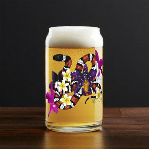 Verre Canette Serpent laitier floral exotique vert