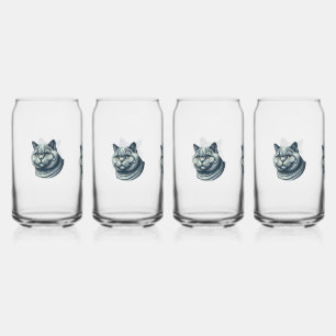 Verre Canette set of 4 glasses cat 