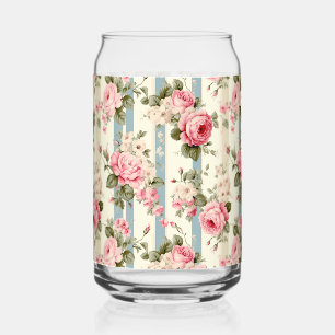 Verre Canette Shabby Chic Roses Vintages