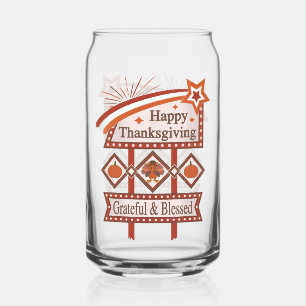 Verre Canette Signe rétro gracieux et béni du bon thanksgiving