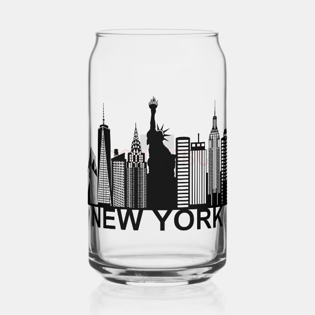 Verre Canette silhouette de la ville de New York (Recto)