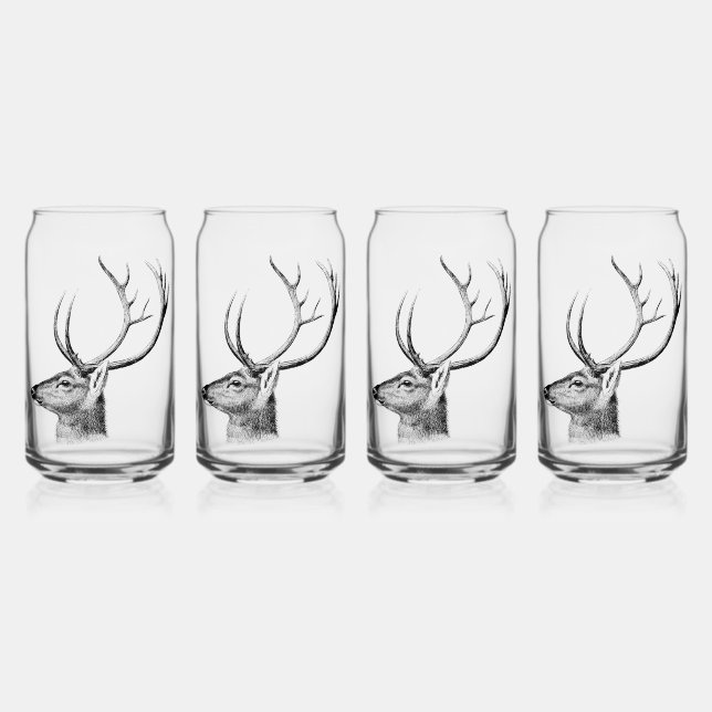 Verre Canette Silhouette de tête de cerf (Recto)