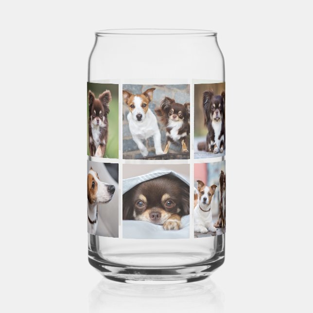 Verre Canette Simple animal de compagnie Chien 12 photo Collage (Recto)