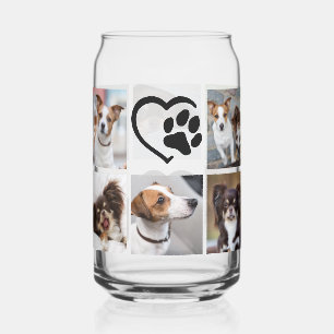 Verre Canette Simple Chien 10 Photo Collage Pawprint Coeur