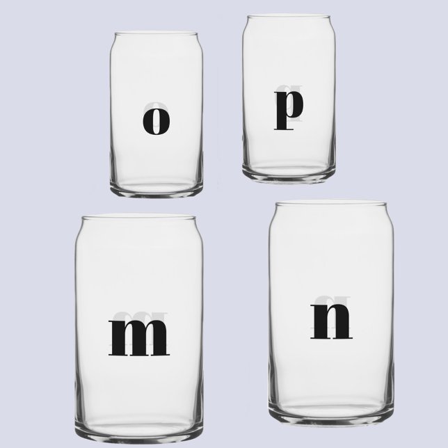 Verre Canette Simple moderne Monogramme initial personnalisé (Personalized monogram initial lower case modern can glass)