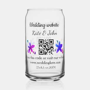 Verre Canette Site web mariage minimal simple Q R code ajouter n