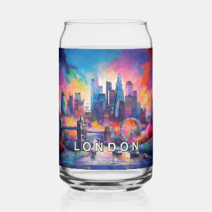 Verre Canette Skyline londonien coloré