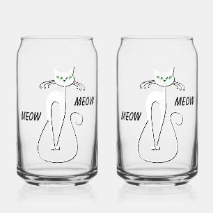 Verre Canette Slinky Black Cat Meow Meow Texte Personnalisé Yeux