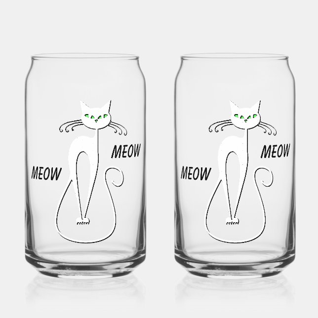 Verre Canette Slinky Black Cat Meow Meow Texte Personnalisé Yeux (Recto)