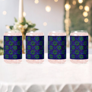Verre Canette SlipperyJoe's Hanukkah rangées vertes Étoiles de D