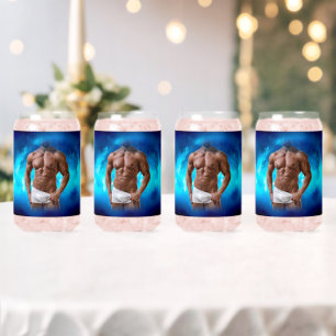 Verre Canette SlipperyJoe's homme musclé barbu torse nu sixpaque
