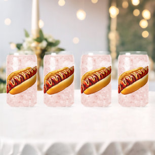 Verre Canette SlipperyJoe's hot dog niché doucement pain jaune v