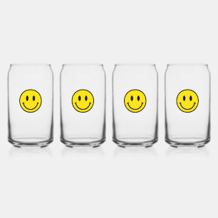 Verre Canette Smile Face Joyeux Jaune Noir Type Amusant