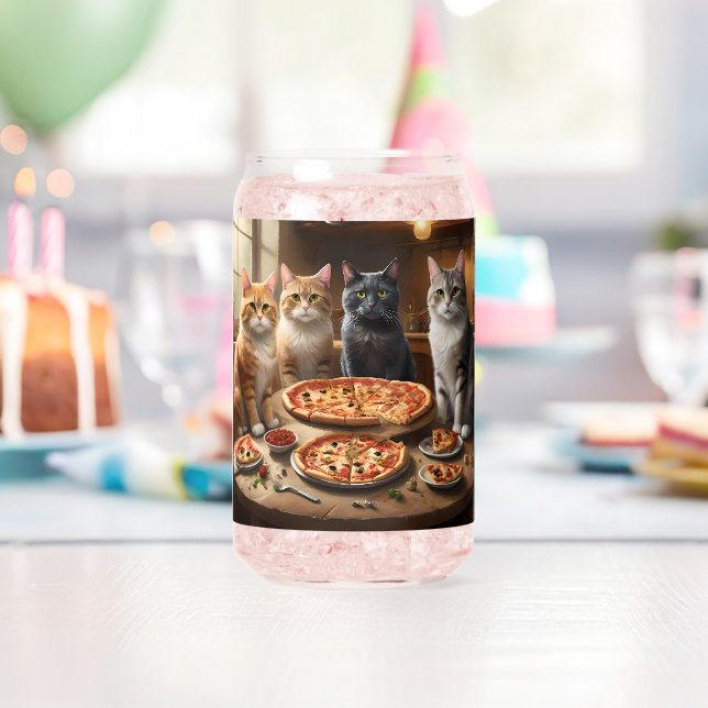 Verre Canette Soirée Pizza Chat, (Insitu (Anniversaire))