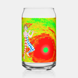 Verre Canette Soleil rouge et un art de bouffon