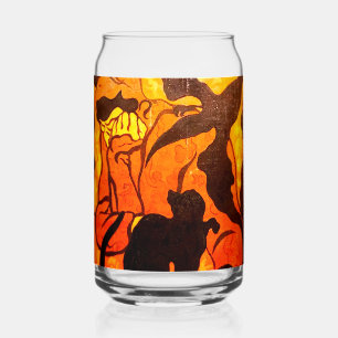 Verre Canette Sorcière d'Halloween avec un chat noir