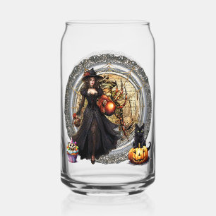 Verre Canette Sorcière Et Chat Halloween