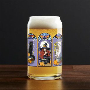 Verre Canette Sorcière gothique chat noir hibou Halloween Art no