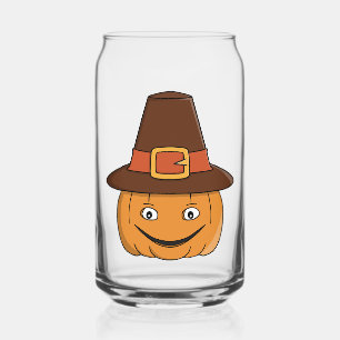 Verre Canette Sourire de citrouille de pèlerin de Thanksgiving